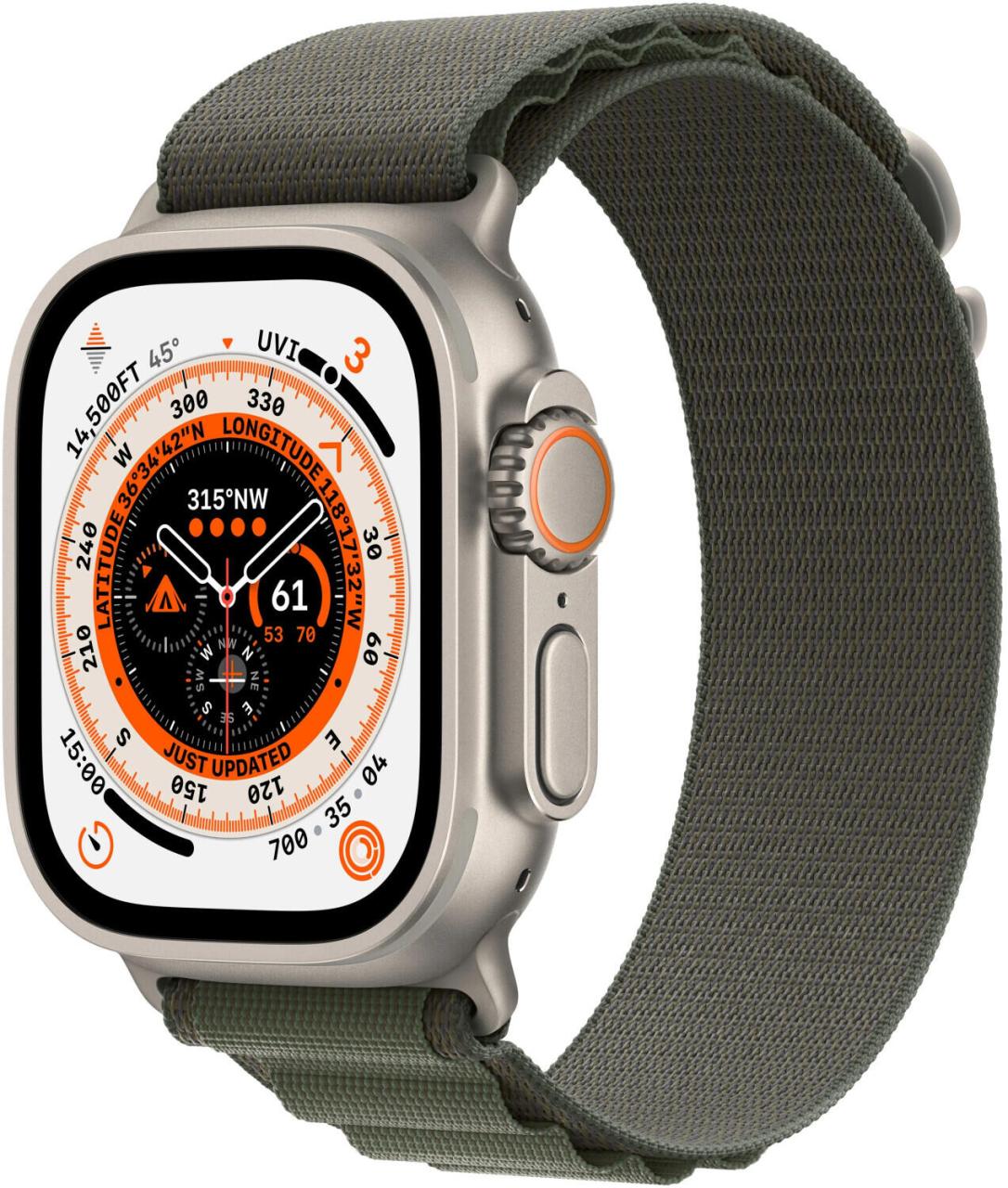 Apple Watch Ultra (GPS + Cellular) 49mm Titaniumgehäuse, Apline Loop grün (Gr... von Apple