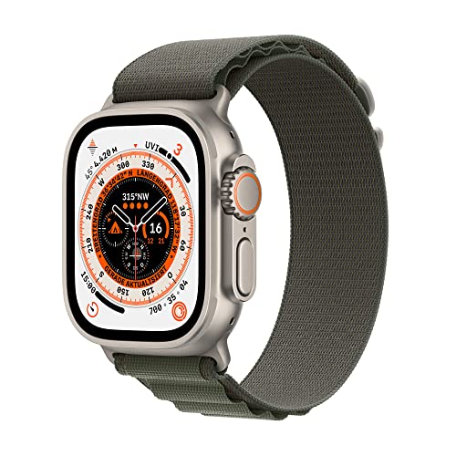 Apple Watch Ultra (GPS + Cellular mit 49mm) Titangehäuse mit Alpine Loop Grün - Large (Generalüberholt) von Apple