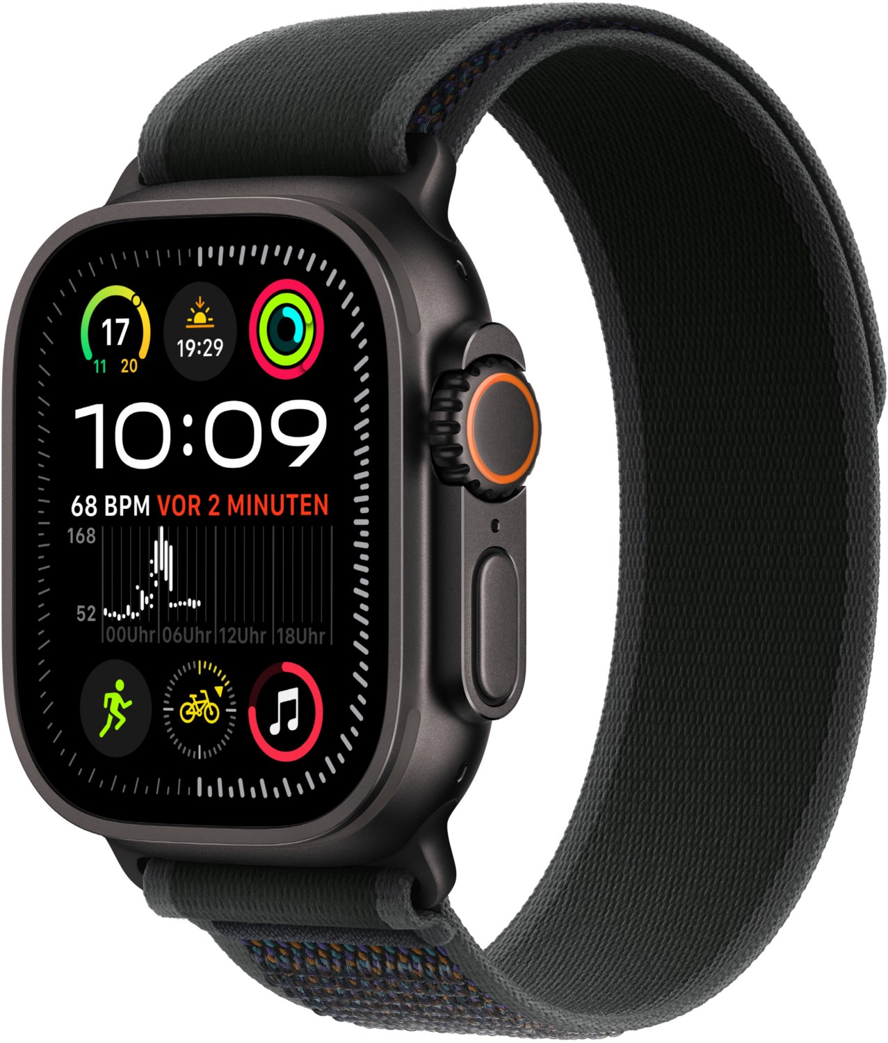 Apple Watch Ultra 2 (49mm) GPS+4G Titan mit Trail Loop Armband (M/L) schwarz/schwarz von Apple