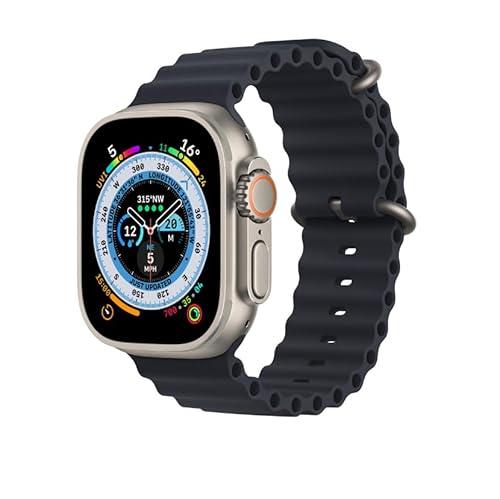 Apple Watch Ultra 2 (GPS, 49MM) Titangehäuse mit Black Ocean Band, One Size (Generalüberholt) von Apple