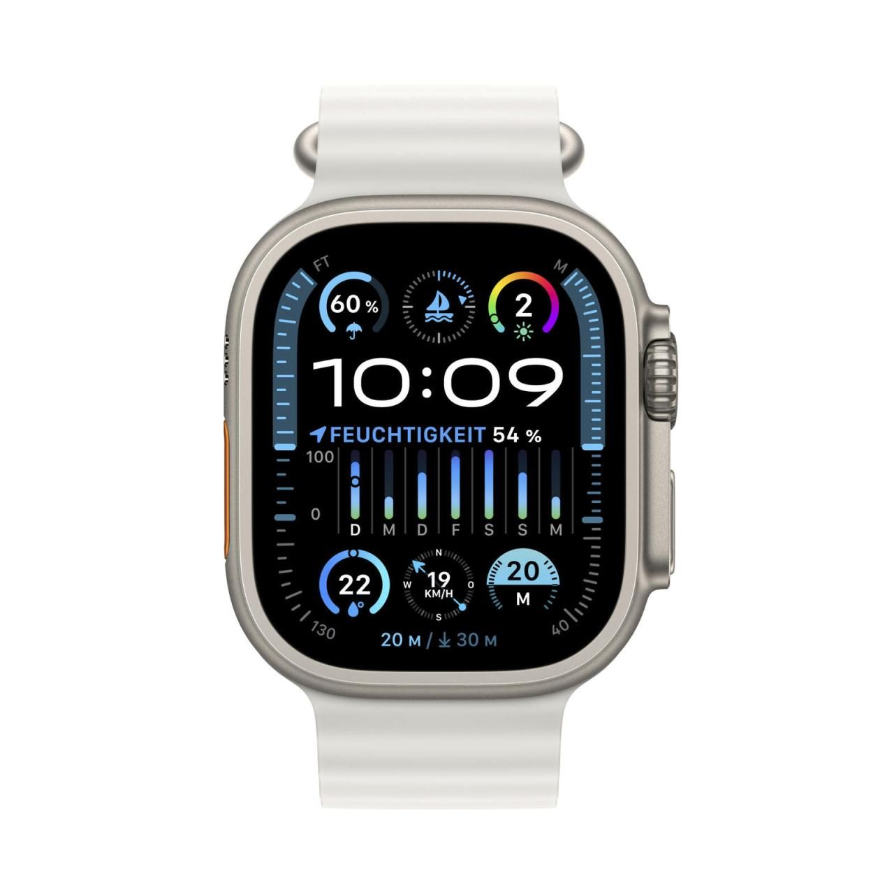 Apple Watch Ultra 2 (GPS + Cellular) 49mm Titaniumgehäuse, Ocean Armband weiß von Apple