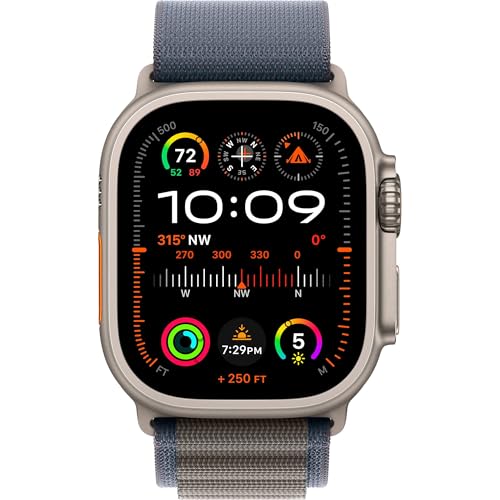 Apple Watch Ultra 2 [GPS + Cellular, 49mm] - Titangehäuse mit Alpine Loop Blau, M (Generalüberholt) von Apple