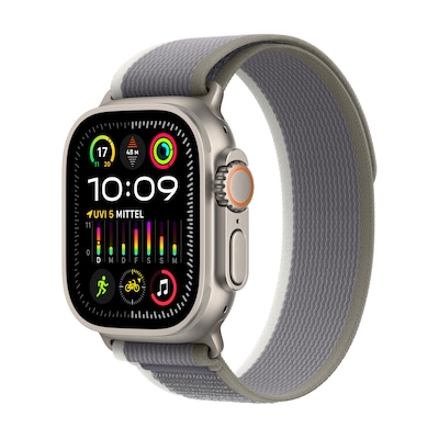 Apple Watch Ultra 2 LTE 49mm Titanium Trail Loop Grün/Grau S/M MRF33FD/A von Apple