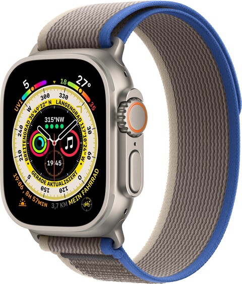 Apple Watch Ultra 49mm Cellular Titangehäuse silber Trail Loop grau Apple Watch Ultra 49mm Cellular Titangehäuse silber Trail Loop grau von Apple