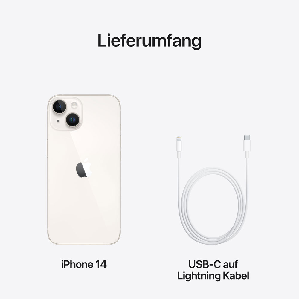 Apple iPhone 14 128GB Starlight (MPUR3ZD/A) von Apple