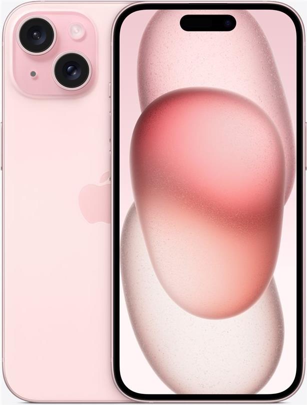 Apple iPhone 15 - 5G Smartphone - Dual-SIM / Interner Speicher 128GB - OLED-Display - 6,1 - 2556 x 1179 Pixel - 2 x Rückkamera 48 MP, 12 MP - front camera 12 MP - pink (MTP13ZD/A) von Apple