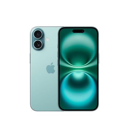Apple iPhone 16 256 GB: 5G Handy mit Kamerasteuerung, A18 Chip und einem echten Boost für die Batterie. Funktioniert mit AirPods, Blaugrün von Apple