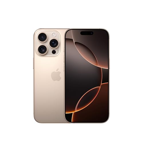Apple iPhone 16 Pro 128 GB: 5G Handy mit Kamerasteuerung, 4K 120 fps Dolby Vision und einem großen Sprung bei der Batterielaufzeit. Funktioniert mit AirPods, Titan Wüstensand von Apple