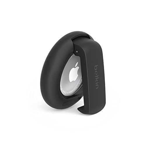 Belkin Apple AirTag Hülle mit Clip, Secure Holder Schutzhülle mit Schlüsselanhänger, Schlüsselring, Zubehör mit Kratzschutz – Schwarz von Apple