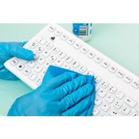 GETT InduProof Smart Compact USB (DE) Silikon IP68 Tastatur desinfizierbar wasserdicht Weiss 86 Tast von Apple