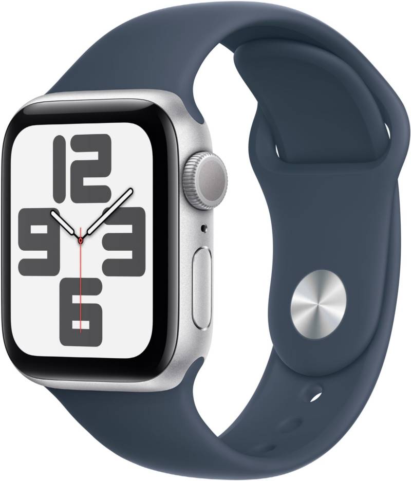 Watch SE (40mm) GPS Smartwatch 2. Gen, Alu mit Sportarmband S/M silber/sturmblau von Apple