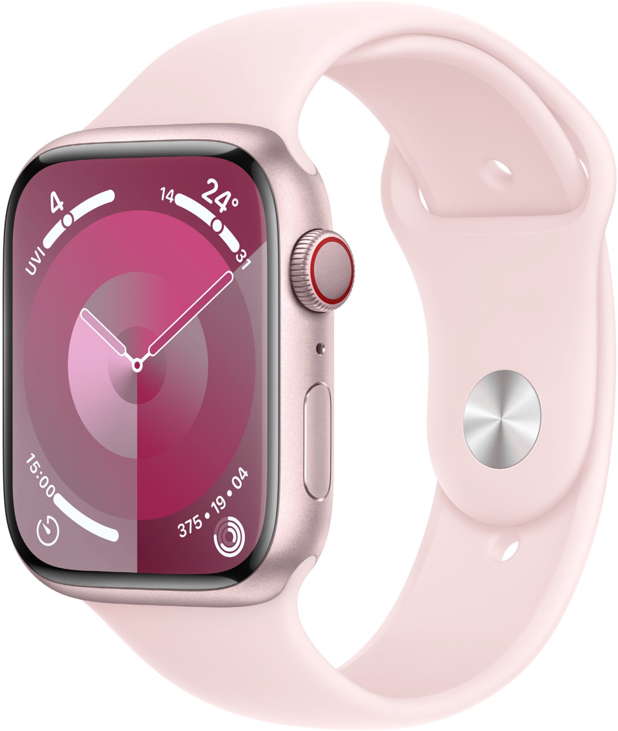 Watch Series 9 (45mm) GPS+4G Smartwatch Aluminium mit Sportarmband S/M rosé/hellrosa von Apple