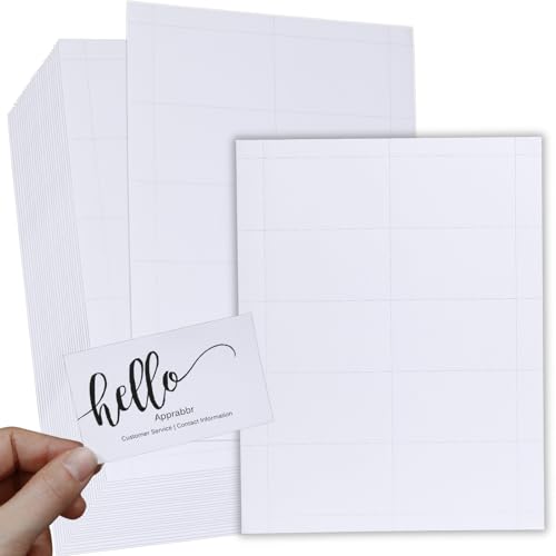 250 Stück bedruckbare Visitenkarten, Premium-Papier, 5,1 x 8,9 cm, 10 Karten pro Blatt (21,6 x 27,9 cm), mattweiß, bedruckbares Kartenpapier, einfache Zufuhr für Tintenstrahl- und Laserdrucker (25 von Apprabbr