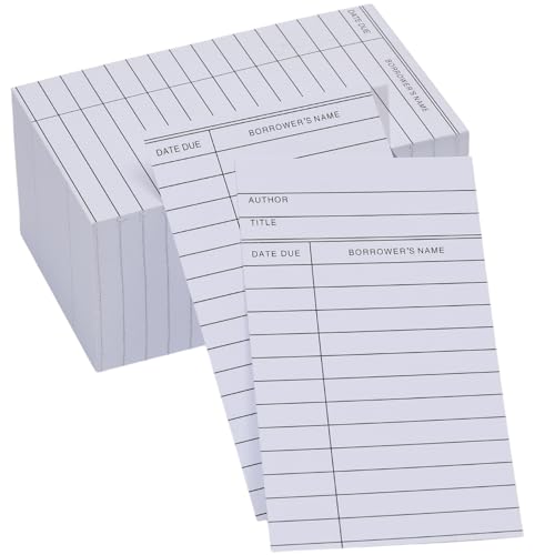 Bibliothekskarten, Kassenkatalogbuchkarte, Bibliothekskasse, Fälligkeitsdatum, Notizkarte für Aufzeichnungen (7,6 x 12,7 cm, 200 Stück) von Apprabbr