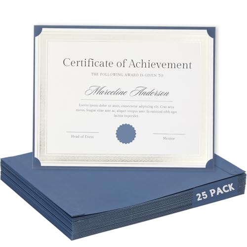 Einseitige Zertifikatshülle für Briefgröße, 21,6 x 27,9 cm, Großpackung für Abschlussfeier, Diplom, Dokumente, Ehe, Mitarbeiterschätzung, Schule, Büro, Geschäft, 25 Stück, Marineblau Einseitige Zertifikatshülle für Briefgröße, 21,6 x 27,9 cm, Großpackung für Abschlussfeier, Diplom, Dokumente, Ehe, Mitarbeiterschätzung, Schule, Büro, Geschäft, 25 Stück, Marineblau von Apprabbr
