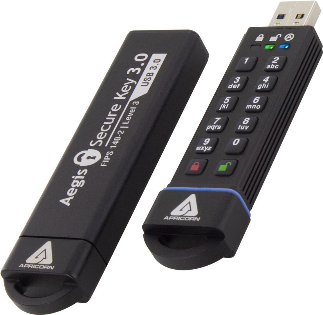 Apricorn Aegis Secure Key 3.0 - USB-Flash-Laufwerk - verschlüsselt - 480 GB - USB 3.0 - FIPS 140-2 Level 3 von Apricorn
