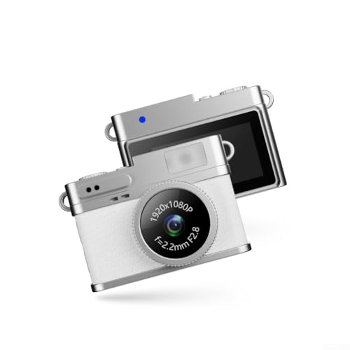 Aprilsunnyzone Kompakte 1080P Digitalkamera, mit 0,96 LCD-Bildschirm, 38 x 27 x 23 mm, einfach zu tragen, einfache Navigation (weiß) von Aprilsunnyzone