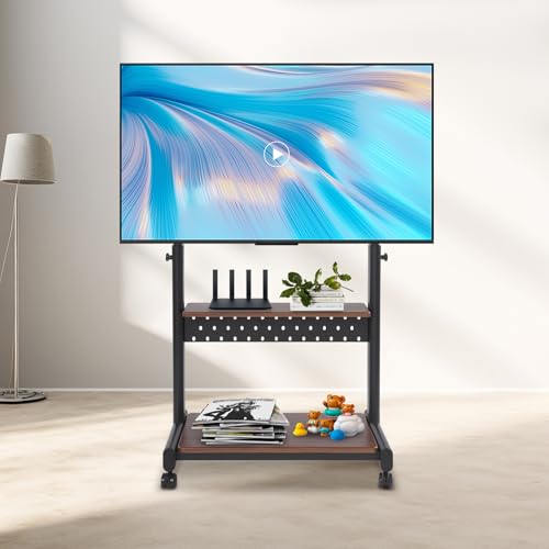 Apriltop 108.5-128.5cm Höhenverstellbarer TV Wagen mit Rollen für 43-86 Zoll TV, TV Ständer, Tragfähigkeit 100Kg, für Wohnzimmer, Schlafzimmer, Büros (Schwarz) von Apriltop