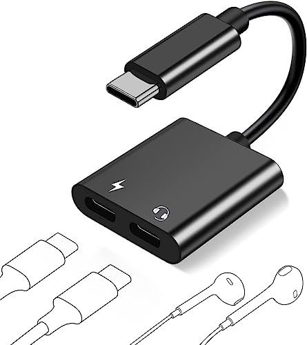 USB-C-Splitter, Aproo 2 in 1 Typ C Stecker auf USB C Audio USB C Lade-Konverter Adapter und Stereo USB C Kopfhörer kompatibel mit Google Pixel 3/3 XL, Huawei Mate 20 Pro und mehr (schwarz) von Aproo