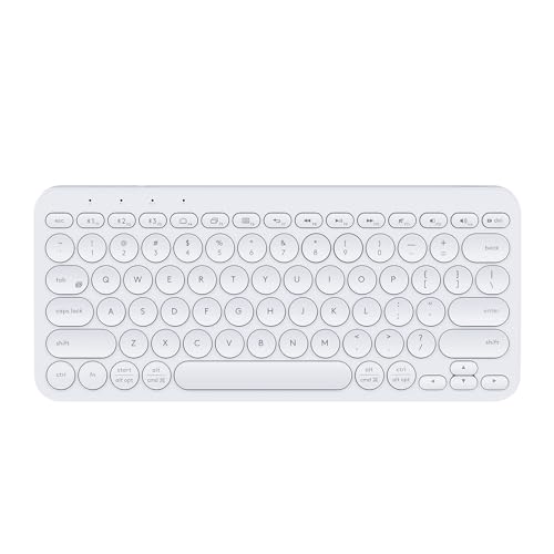 Aptiq kabellose kompakte Bluetooth-Tastatur Weiss- QWERTY - komfortabel ergonomisch - verbindet mehrere Geräte - wiederaufladbar von Aptiq