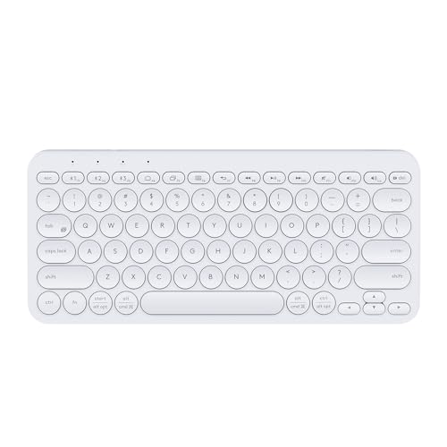 Aptiq kabellose kompakte Bluetooth-Tastatur Weiss- QWERTY - komfortabel ergonomisch - verbindet mehrere Geräte - wiederaufladbar von Aptiq