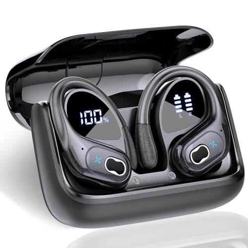 Aptkdoe Bluetooth Kopfhörer Sport, Kopfhörer Kabellos Bluetooth 5.3 mit ENC Mikrofon, 75 Stunden HiFi Stereo Bluetooth Kopfhörer In Ear, IPX7 wasserdichte Ohrhörer mit Ohrhaken für iOS Android von Aptkdoe
