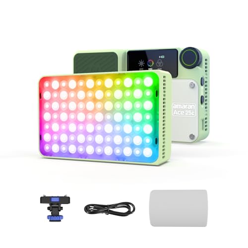 Amaran Ace 25c RGBWW Vollfarb LED Licht, 32W On-Camera Videolicht, 2300K-10000K, 5908 Lux @ 0,5m, USB-C Schnellladung, Magnetische Befestigung, Drahtlose amaran App Steuerung - Green Amaran Ace 25c RGBWW Vollfarb LED Licht, 32W On-Camera Videolicht, 2300K-10000K, 5908 Lux @ 0,5m, USB-C Schnellladung, Magnetische Befestigung, Drahtlose amaran App Steuerung - Green von Aputure