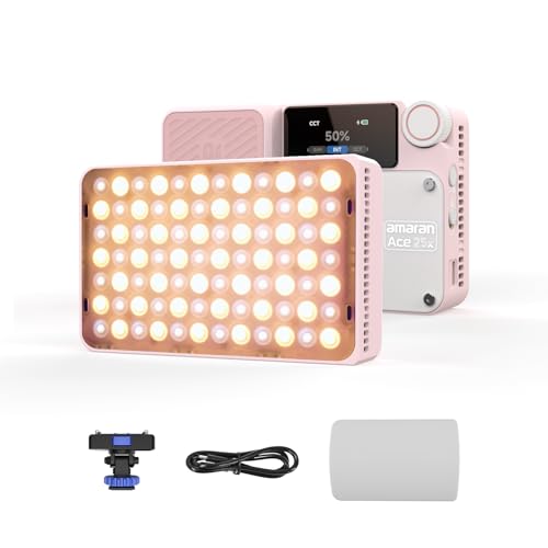 Amaran Ace 25x Bi-Color LED-Licht, 32W On-Camera-Videolicht, 2700K-6500K, 6320 Lux @ 0,5m, USB-C-Schnellladung, Magnetische Befestigung, 9 Lichteffekte, Drahtlose amaran-App-Steuerung - Pink Amaran Ace 25x Bi-Color LED-Licht, 32W On-Camera-Videolicht, 2700K-6500K, 6320 Lux @ 0,5m, USB-C-Schnellladung, Magnetische Befestigung, 9 Lichteffekte, Drahtlose amaran-App-Steuerung - Pink von Aputure