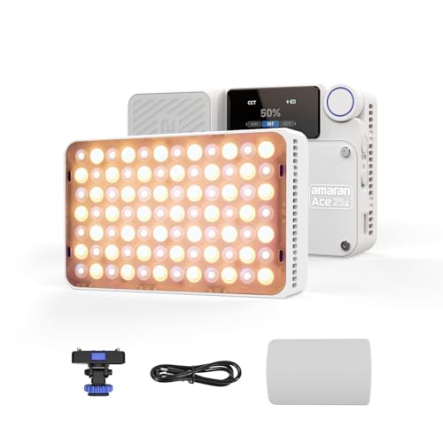 Amaran Ace 25x Bi-Color LED-Licht, 32W On-Camera-Videolicht, 2700K-6500K, 6320 Lux @ 0,5m, USB-C-Schnellladung, Magnetische Befestigung, 9 Lichteffekte, Drahtlose amaran-App-Steuerung - White Amaran Ace 25x Bi-Color LED-Licht, 32W On-Camera-Videolicht, 2700K-6500K, 6320 Lux @ 0,5m, USB-C-Schnellladung, Magnetische Befestigung, 9 Lichteffekte, Drahtlose amaran-App-Steuerung - White von Aputure
