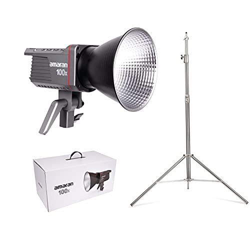 Aputure Amaran 100X mit 2,8 m Edelstahl-Stativ, 2700K-6500K LED-Videoleuchte 130 W COB-Tageslicht mit Bowens-Halterung für Fotografie, Interview, YouTube von Aputure