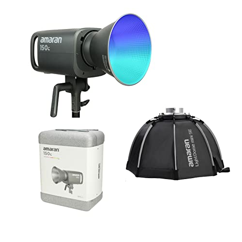 Aputure Amaran 150C mit Light Dome Mini SE Softbox-Kit, 150W Bi-Color 2500K bis 7500K RGBWW Vollfarb-LED-Videoleuchte Bowens Mount Dauerlicht von Aputure