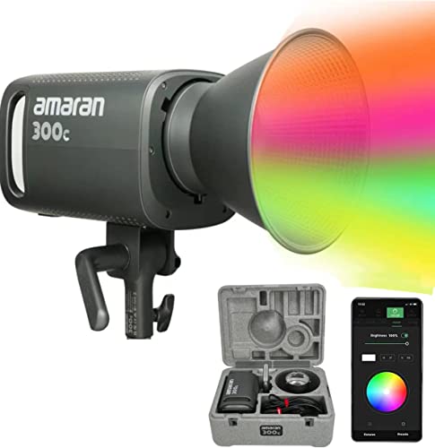 Aputure Amaran 300c RGBWW Vollfarb 300W Videoleuchte mit Bowens Mount Point Source LED Licht und 2500K bis 7500K CCT mit G/M-Anpassung DC/AC Netzteil Leiser Lüfter von Aputure