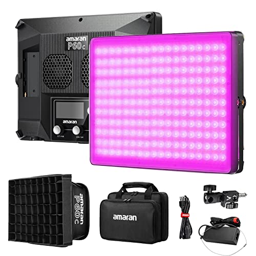 Aputure Amaran P60C 60W RGBWW Vollfarb Video Panel Licht,2500K-7500K,CRI95+/TLCI 96+,5900 Lux@1m 10 Licht Effekte Unterstützung App für Fotografie,Hochzeits Shooting von Aputure