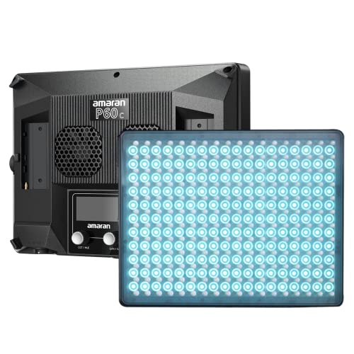 Aputure Amaran P60C RGBWW Full-Color Videoleuchte LED Panel, CRI95+ TLCI 96+ 2500-7500K 60W, unterstützt G/M± Einstellbar, Sidus Link App Steuerung, AC/DC Netzteil, Eingebaute 10 Lichteffekte von Aputure