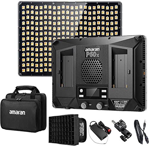 Aputure Amaran P60X Video Panel Light, 60W 3200K~6500K, CRI 95+ TLCI 96+ CQS=96, 5070lux @ 1m, 4 Lichteffekte, unterstützt Sidus Link APP für Flachbildschirmfotografie von Aputure