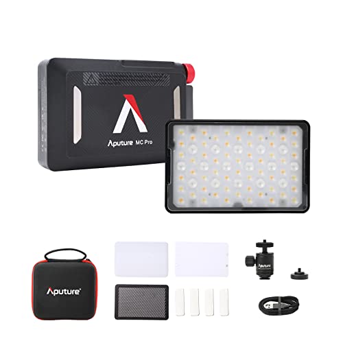 Aputure MC Pro RGBWW Mini-Taschen-Video-Licht, optisches Objektiv-Design, tragbares Fotografie-Licht, 2000 K-10000 K, IP65, wasserdicht, Atmosphären-Licht, unterstützt App, DMX CRMX Steuerung von Aputure