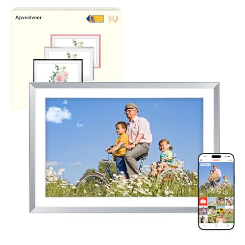 Digitaler Bilderrahmen 10.1 Zoll WLAN mit 32GB Speicher, Elektronischer Bilderrahmen mit 1280 * 800 IPS Touch Display, Fotos/Videos über Frameo APP Teilen, Geschenke für Mama Frauen Männer, Silber Digitaler Bilderrahmen 10.1 Zoll WLAN mit 32GB Speicher, Elektronischer Bilderrahmen mit 1280 * 800 IPS Touch Display, Fotos/Videos über Frameo APP Teilen, Geschenke für Mama Frauen Männer, Silber von Apveelveer
