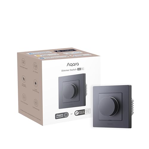 Aqara Dimmschalter H2 EU - Thread/Zigbee Protokoll, 2-in-1 Neutral, 1 Fach 1 Weg, 200 W, für Dimmbare LED/CFL/Glühlampen/Halogen/ELV-Lampen, Unterstützt Apple Home, Alexa, Google Home, Matter (Grau) von Aqara
