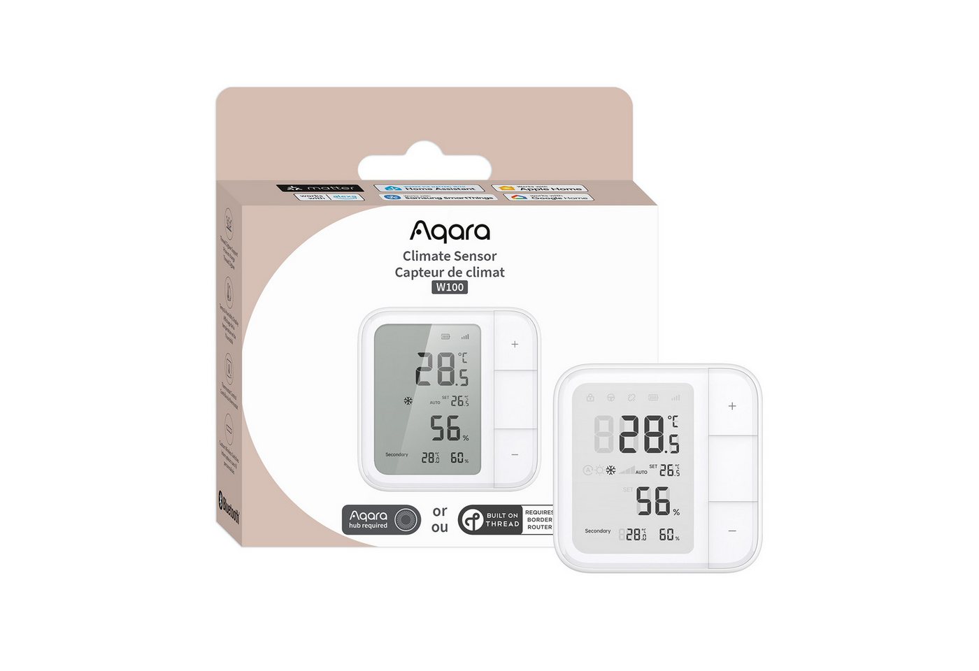 Aqara Raumthermostat W100, Innenwetterstation (Unterstützt Thread/Zigbee, Kompatibel mit Matter) von Aqara