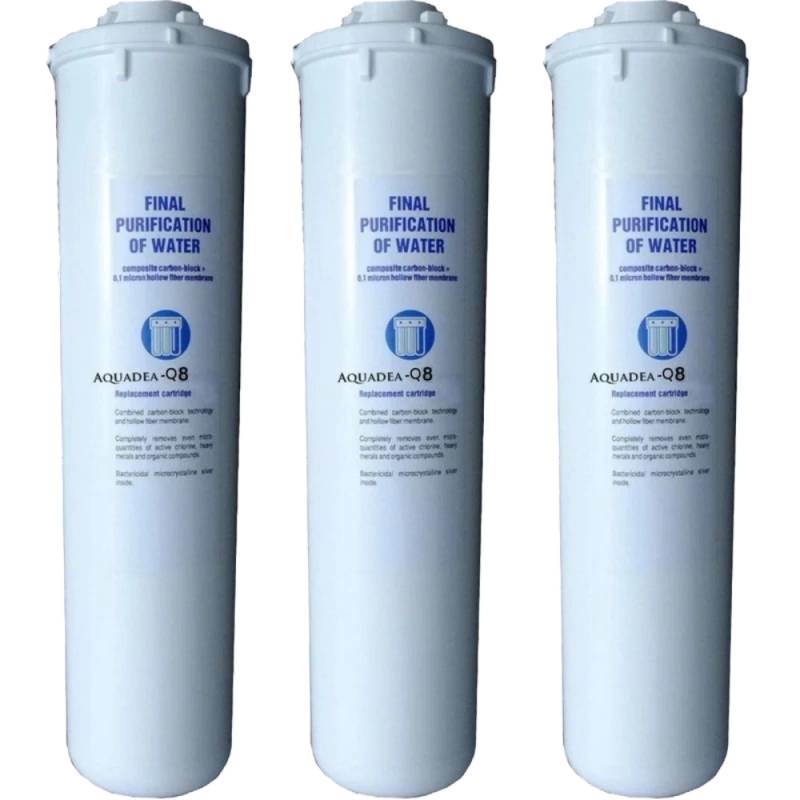 3er-Spar-Set: Filterkartusche "Aquadea-Q8" | Aktivkohleblock mit 0,8 Mikrometer Poren-Feinheit von Aquadea