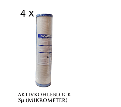 Big Blue Filterkartuschen BB - Aktivkohleblock 5 μm Jahres-Set 4 Stück Big Blue Filterkartuschen BB - Aktivkohleblock 5 μm Jahres-Set 4 Stück von Aquadea