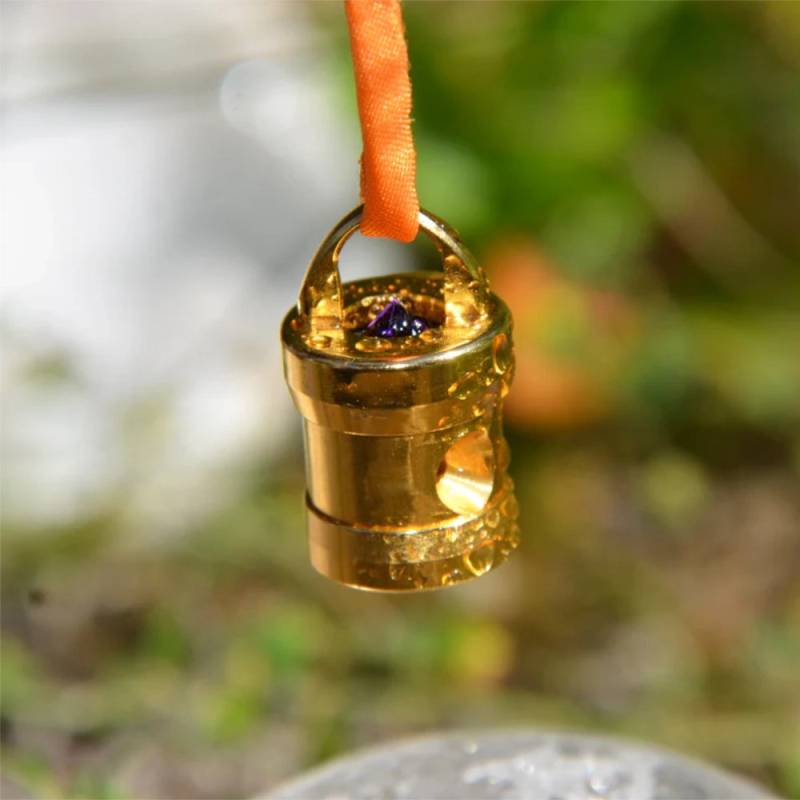 Herzkohärenz Kristallwirbel Schmuckanhänger „Gold-Magie“  mit dem sehr seltenen Nuummit von Aquadea