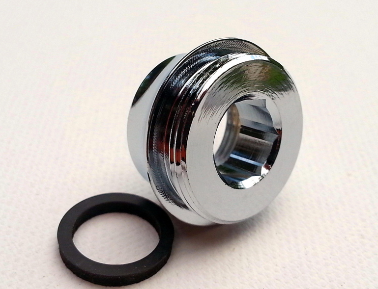 M16x1 x M22x1  | Adapter, Übergang M16 Innengewinde auf M22 Außengewinde, verchromt, für Perlstrahler Gewinde von Aquadea