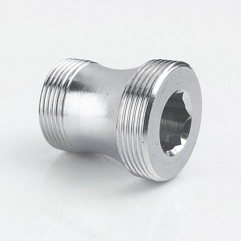 M18.5xM22x1 Aussengewinde  | Adapter M18,5x1 AG x M22x1 AG, Chrom, lang (ca. 25 mm) von Aquadea