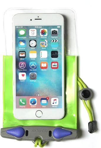 Aquapac wasserdichte Handyhülle zum Schwimmen, Kajakfahren, Segeln – Unterwasser-Kunststoff-Tragetasche (363) für Handys Apple iPhone 6, 7, 8, X, 11, 12, 13 & Samsung Handys (PlusPlus, Grün) von Aquapac