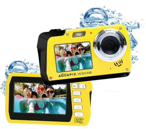 Aquapix W3048-Y Edge Yellow Digitalkamera 48 Megapixel Gelb Unterwasserkamera, Frontdisplay von Aquapix