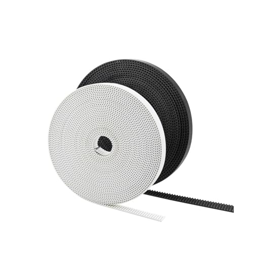 Aqxycvb PU mit Stahlkern GT2-Riemen, schwarz/weiß, 2GT-Zahnriemen, 6 mm Breite, 2 m, eine Packung for 3D-Drucker (Color : White, Size : 5 Meter) von Aqxycvb