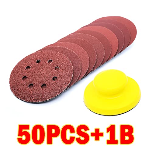 Aqxyxsw 5 Zoll 50 Stück Schleifscheibe 125 mm Schleifpapier Runde Sandpads mit Backer Pad for Handpolieren von Holz Metallbearbeitung Schleifmittel fangzi (Color : 50PCS-1B) von Aqxyxsw