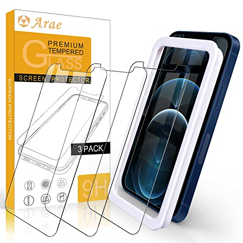 Arae [3 Stück Schutzfolie für iPhone 12 Pro Max 6,7’’, Panzerfolie mit Positionierhilfe Blasenfrei Kratzfest HD Klar von Arae