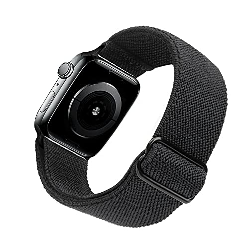 Arae Armband Kompatibel mit Apple Watch 41 mm 40 mm 38mm, Nylon Verstellbar Ersatzarmband für iWatch Series 9 8 7 6 5 4 SE 3 2 1 Damen Herren Schwarz von Arae